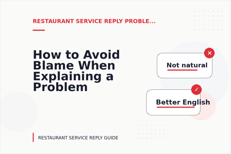 How to Avoid Blame When Explaining a Problem in Restaurant Service Reply English How to Avoid Blame When Explaining a Problem in Restaurant Service Reply English